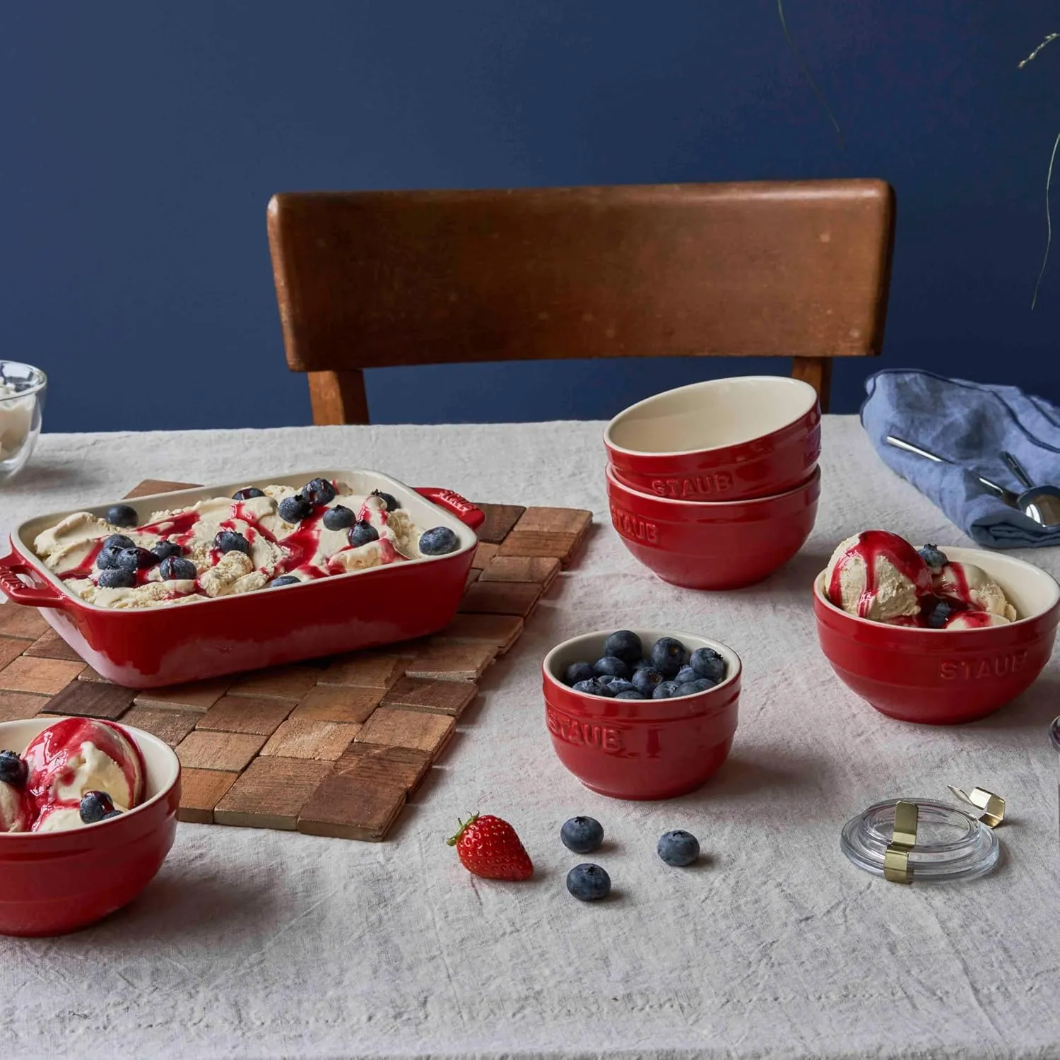 STAUB Ceramics Prep Bowl Set, 2-piece, Cherry