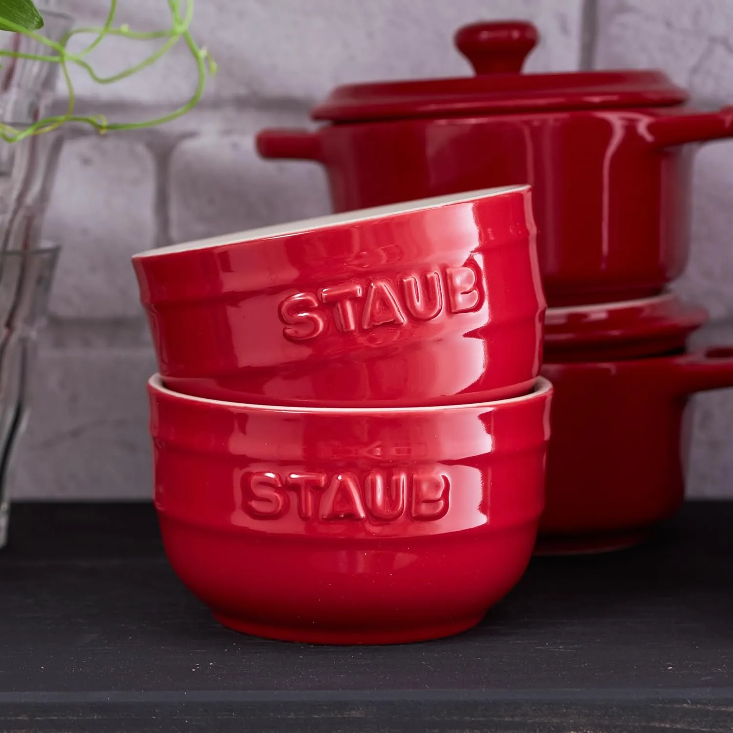 STAUB Ceramics Prep Bowl Set, 2-piece, Cherry
