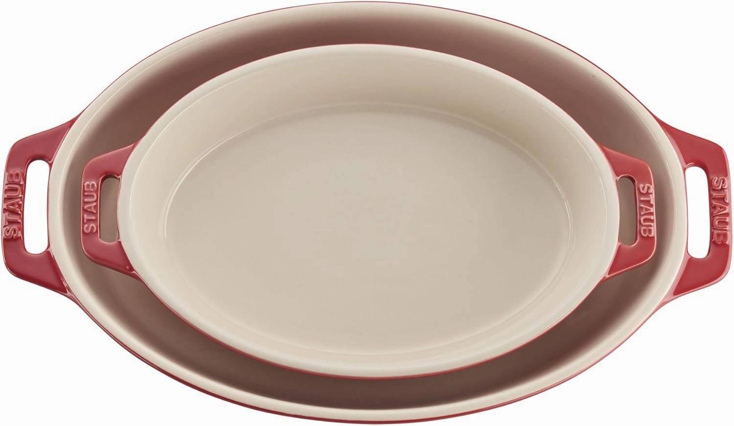 STAUB Ceramics Oval Baking Dish Set, 2-piece, Cherry