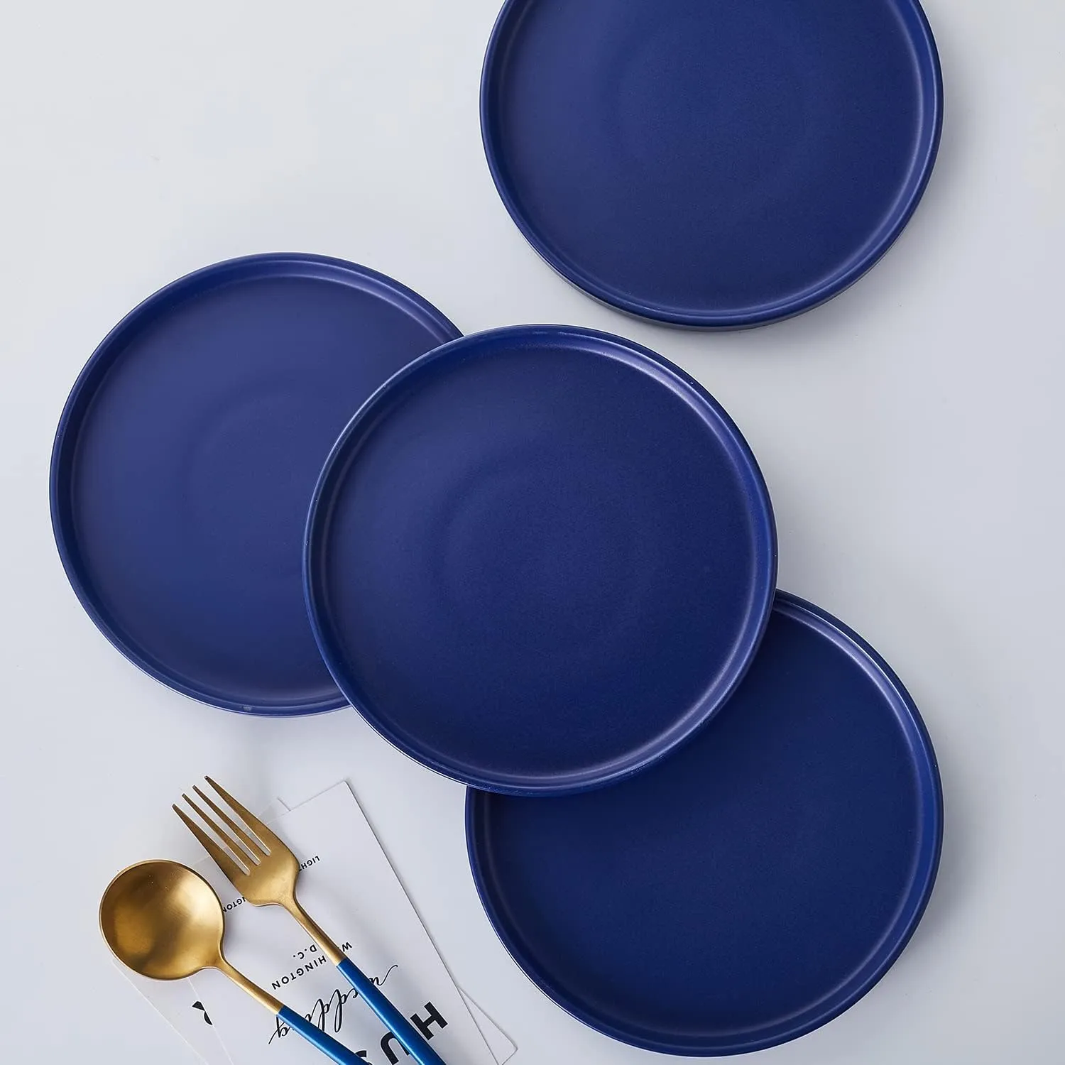 Stone Lain Cleo Modern Stoneware 16-Piece Dinnerware Set, Plates and Bowls Set, Dish Set Service For 4, Blue
