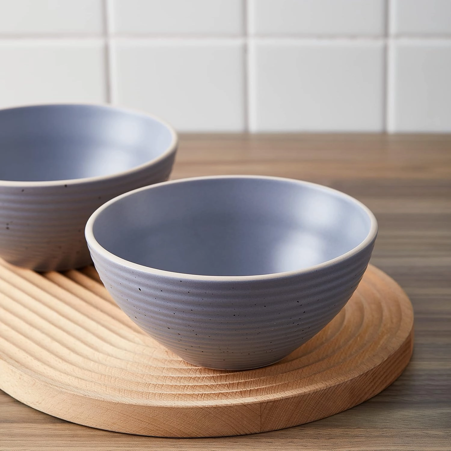Stone Lain Lauren Stoneware, Rustic Plates and Bowls Set, Dinnerware, Service for 4, Speckled Light Gray, Dishwasher & Microwave Safe, 16-Piece