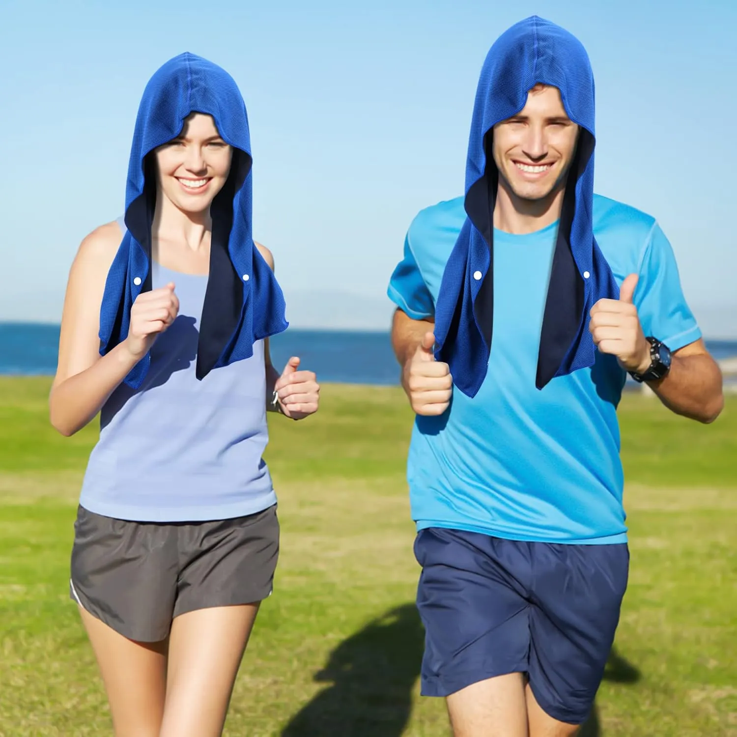 Sukeen Cooling Hoodie Towel 3 Pack, Quick Drying Absorbent Cooling Towels for Neck and Face, Sport Workout Camping Cycling Cooling Towel, Breathable Cooling Neck Wraps