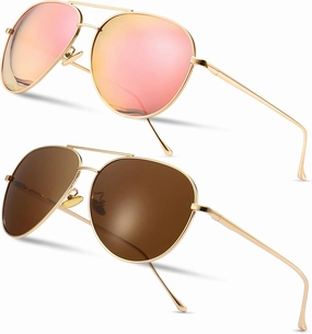 SUNGAIT Women's Lightweight Oversized Aviator Sunglasses - Mirrored Polarized Lens