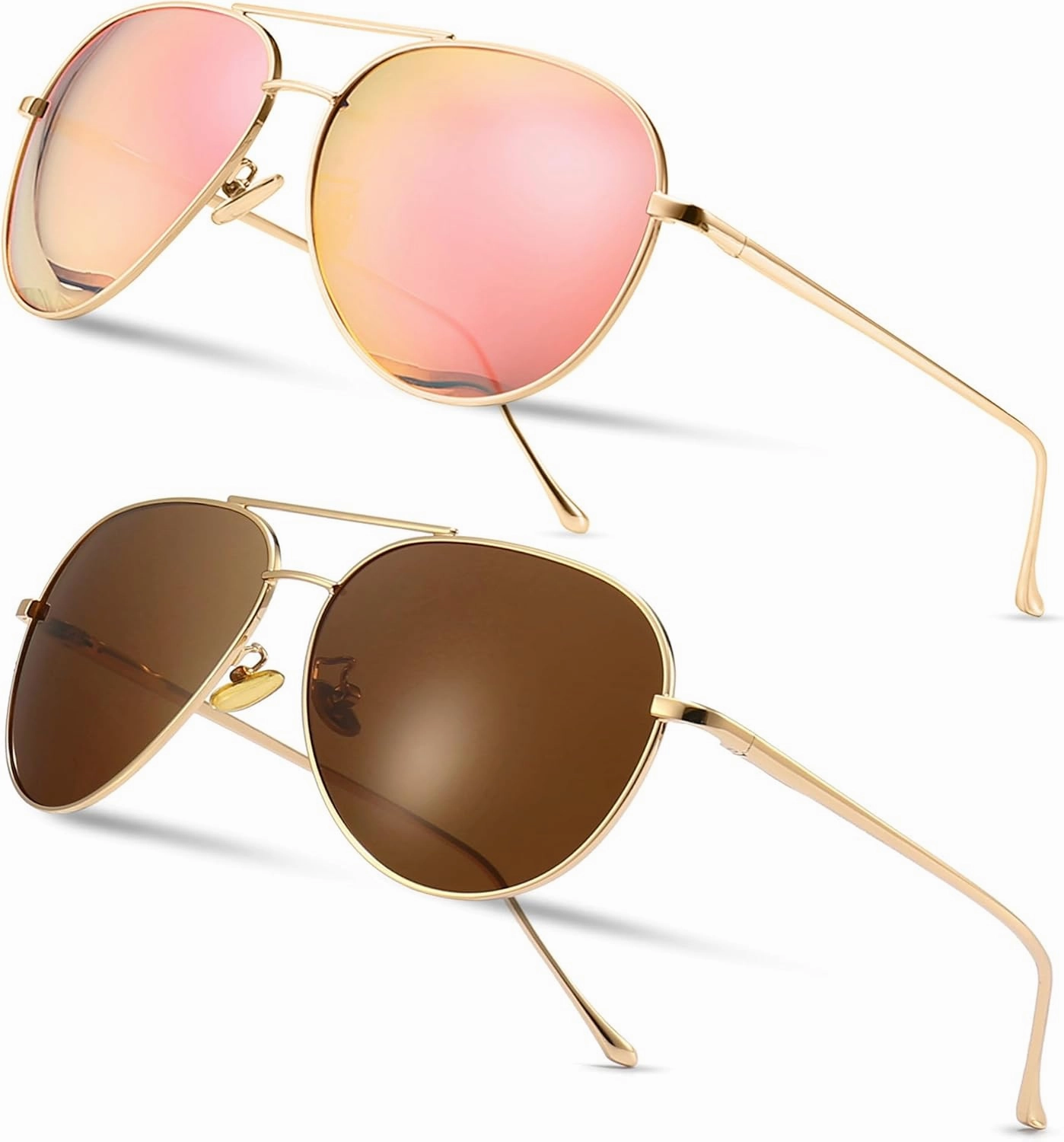 SUNGAIT Women's Lightweight Oversized Aviator Sunglasses - Mirrored Polarized Lens
