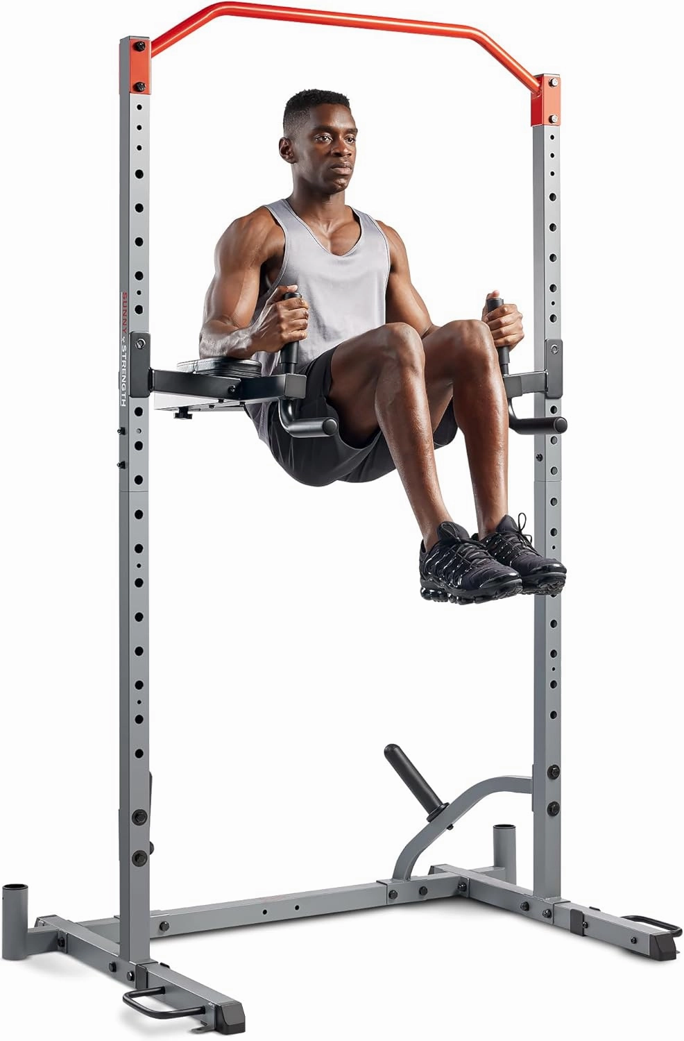 Sunny Health & Fitness Power Cage Squat Rack Upgrade Attachments, Dip Bar, Plate Bar Holder, Belt Squat, J Hook, Lat, Adapter, U Ring, Pull Up Bar, Landmine, Captain's Chair, Tricep Rope For Home Gym