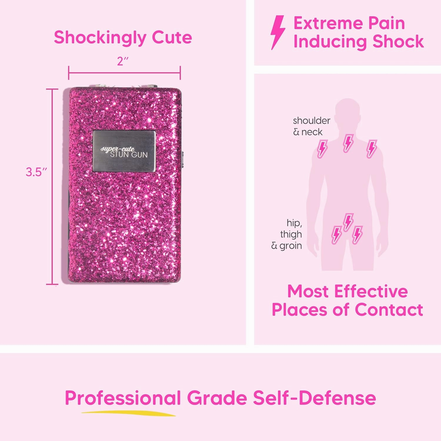 Super-Cute Mini Stun Gun for Women Self-Defense - High Voltage Pain-Inducing Shocks - Compact & Discreet with LED Flashlight - USB Rechargeable Battery - Stylish