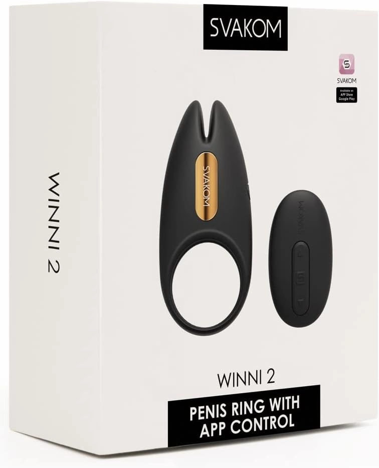 SVAKOM Winni 2 Silicone Cock Ring Penis Ring with APP - Black/Gold