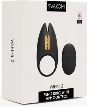 SVAKOM Winni 2 Silicone Cock Ring Penis Ring with APP - Black/Gold