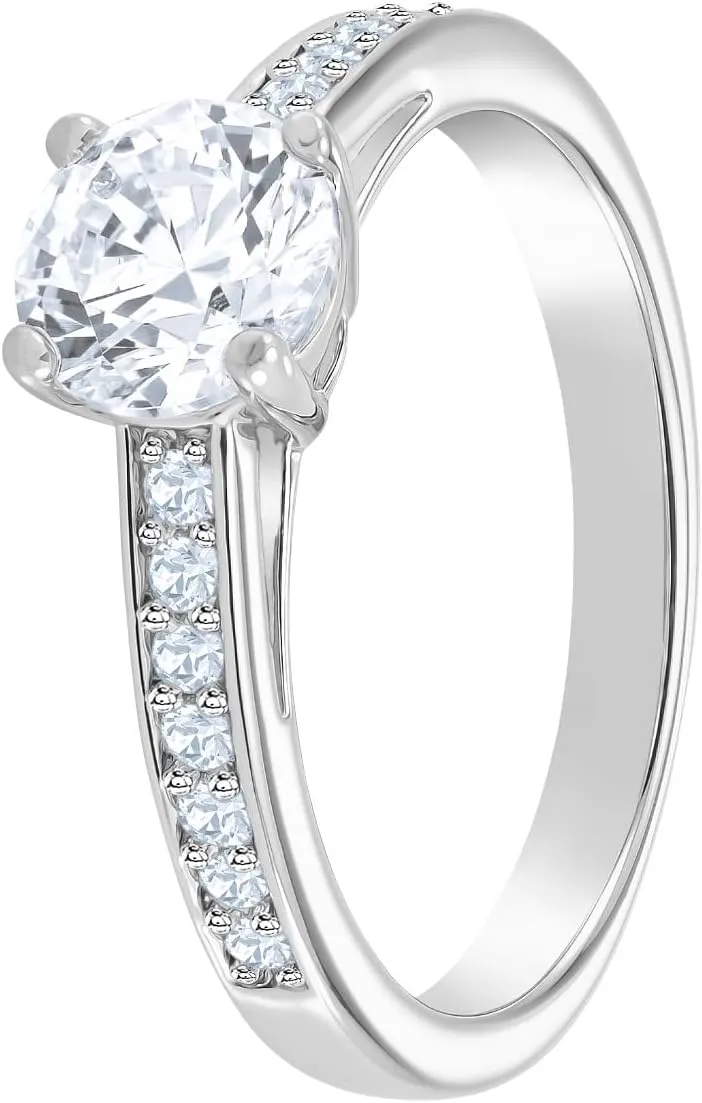 Swarovski Attract Round Ring Jewelry Collection, Rhodium Finish, Clear Crystals
