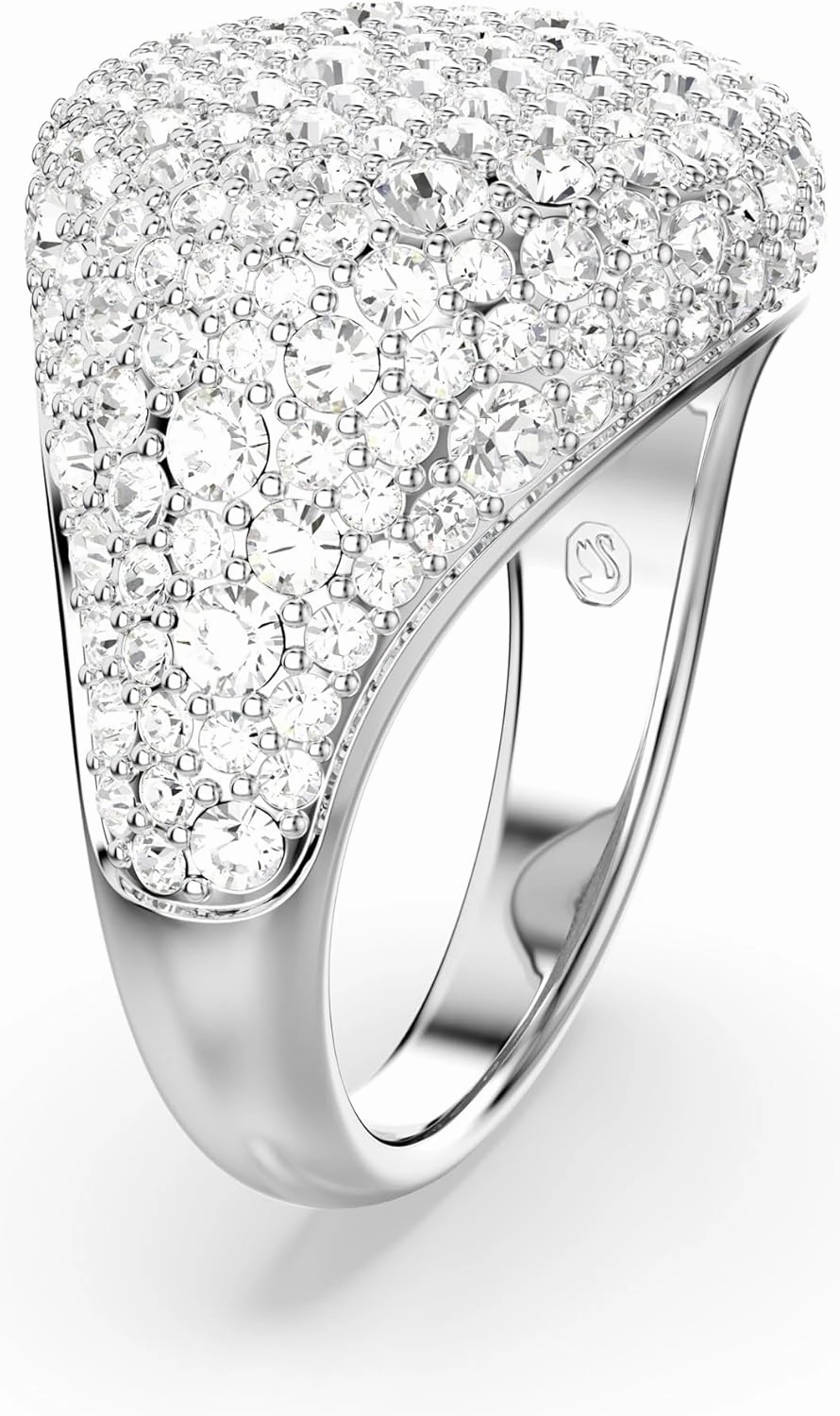 Swarovski Meteora Cocktail Ring, Clear Crystals, Rhodium Finished Metal