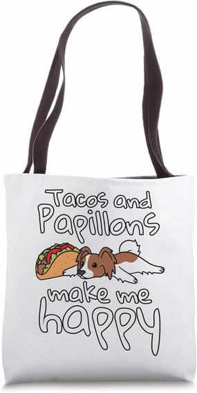 Tacos Papillon Dog Tote Bag