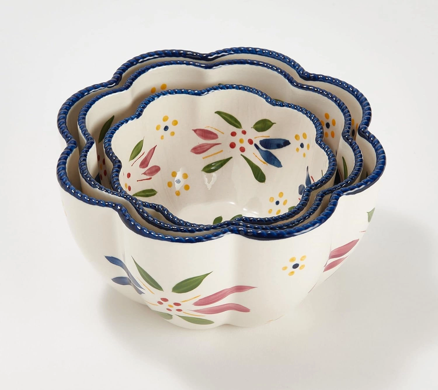 Temp-tations Fluted Nesting Bowls, Set-of-3: 1.5 Qt, 1 Qt, 0.5 Qt (Old World Taupe)