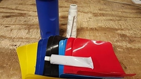 TentandTable Deluxe Inflatable Bounce House Repair Patch Kit | PVC Vinyl | 5-Inch by 6.25-Inch Multi-Colored (Black, Red, Blue, and Yellow) Patches, Adhesive, Needle and Thread
