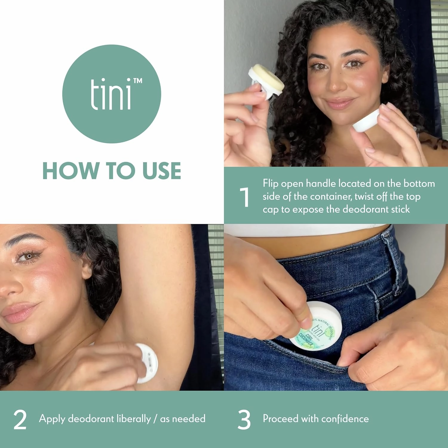 Tini Naturals Mini Travel Size Deodorant, Unisex Aluminum Free Deodorant with Coconut Oil & Shea Butter, 0.4oz each (12 Pack), Cool Cucumber Scent