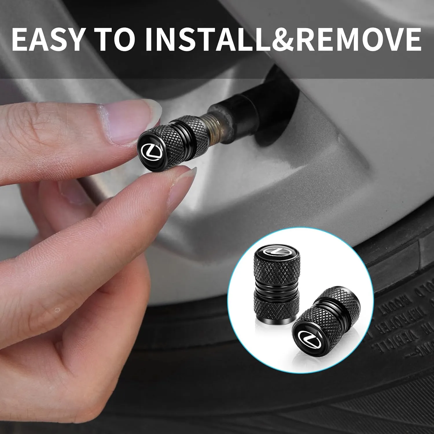 Tire Valve Stem Cap Cover Fit Lexus RX ES GS LS NX RS GX LX RC LC RX350 is250 GX460 Belt O-Ring Seal Corrosion Resistant Tire Valve Stem Air Cap 4 Pack Black