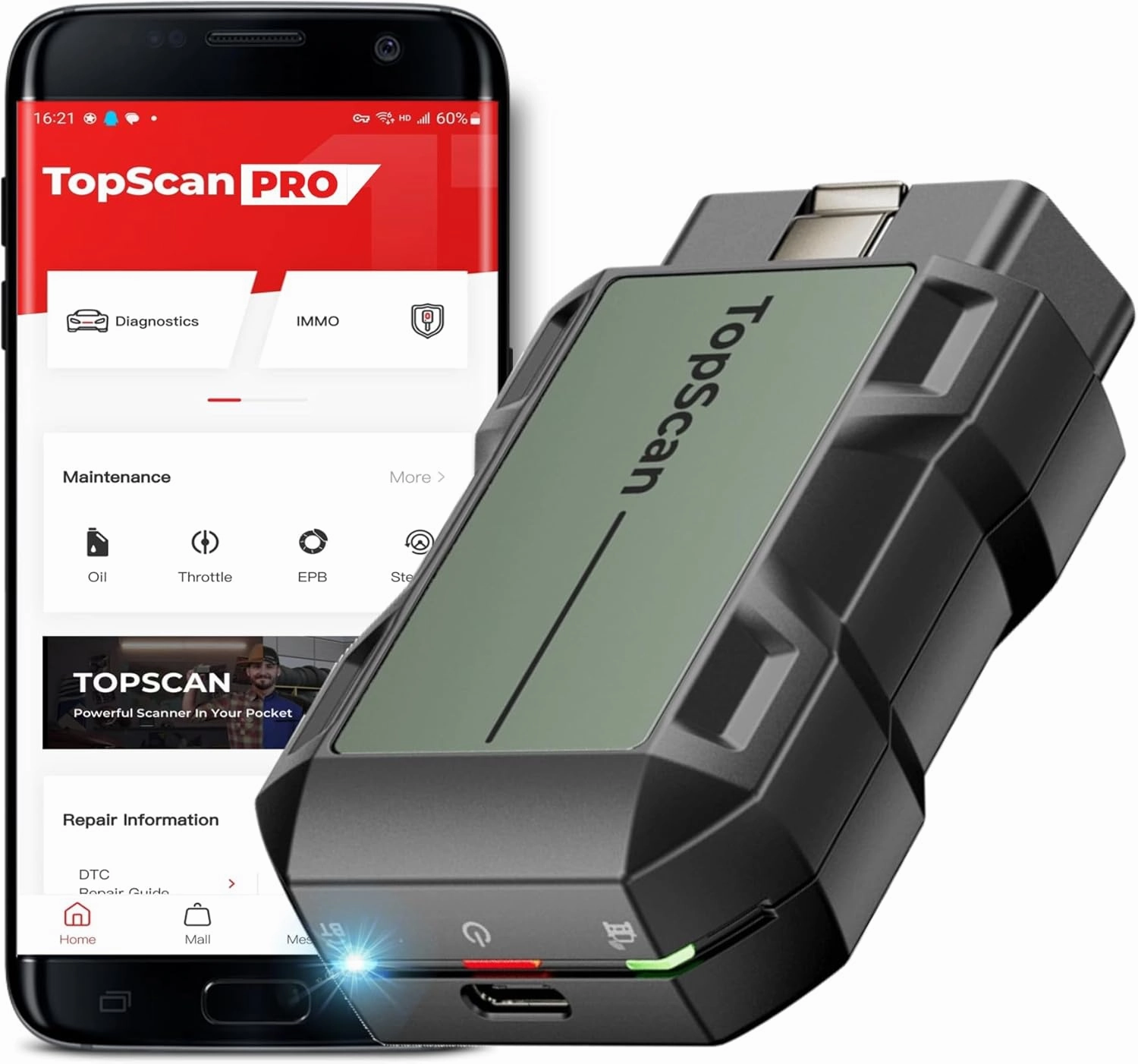 TOPDON TopScan Pro, OBD2 Scanner Bluetooth for iOS & Android, Diagnostic Scan Tool for All Cars, Car Code Reader with Reset Scanner, 13  Reset Service, 2024 Upgraded Version of Topscan Lite
