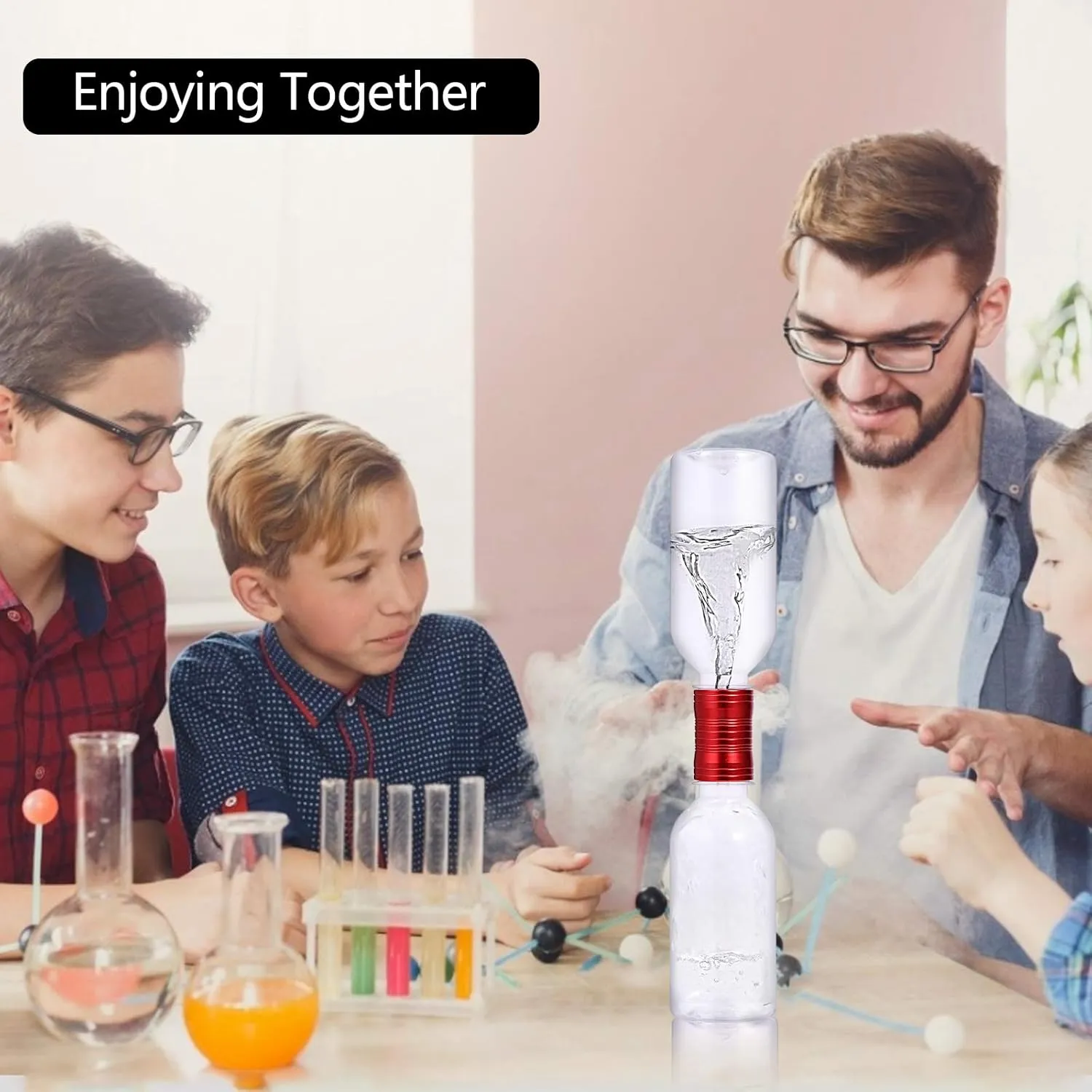 Tornado Maker, Weather Toys, Ultra-Light Aluminum Connecting Tube, Including 2 Empty Bottles, Watertight Tornado Toy, Suitable for Kids' Science Experiments (Green)