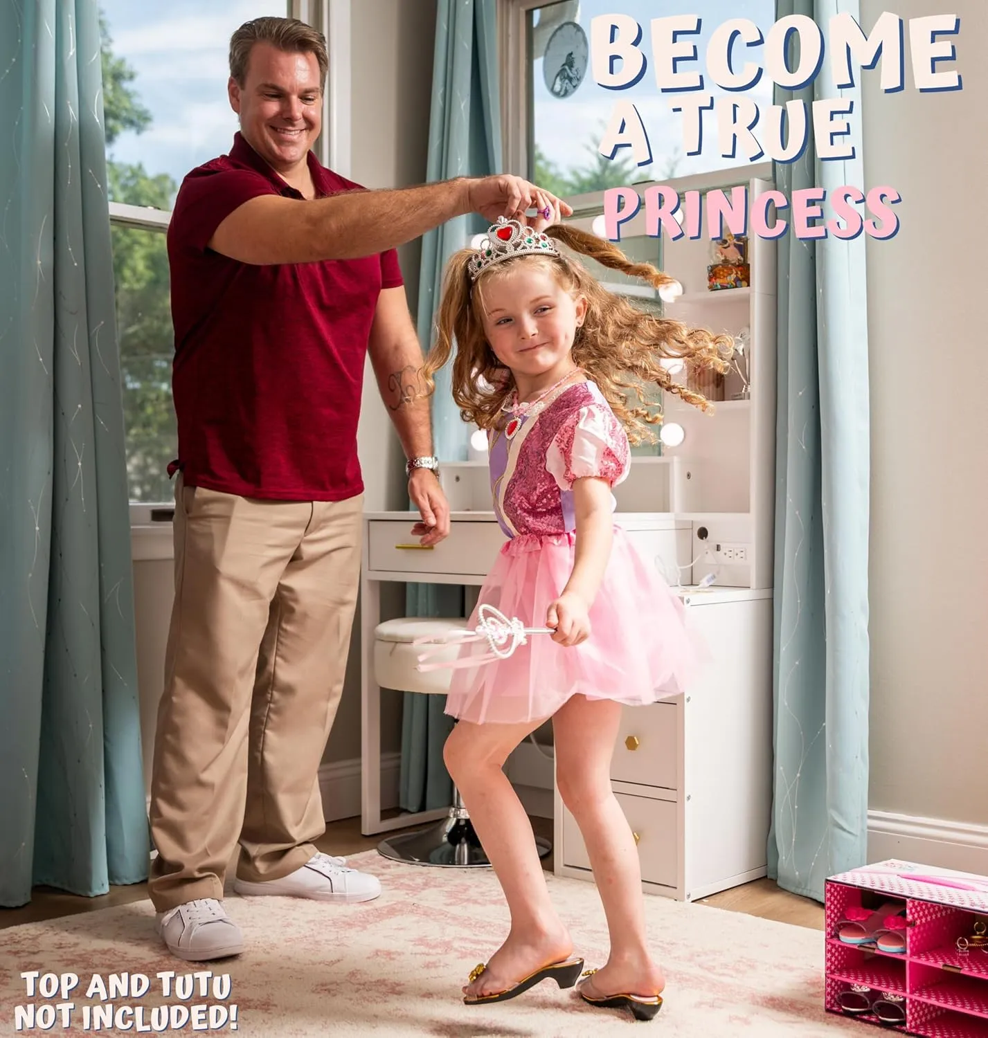 Toyvelt Princess Dress Up Shoes and Jewelry Boutique - Pretend Play for Little Girls Set Incl 4 Pairs Princess Shoes and Lots of Accessories - Toddler Girl Toys (Classic Edition)