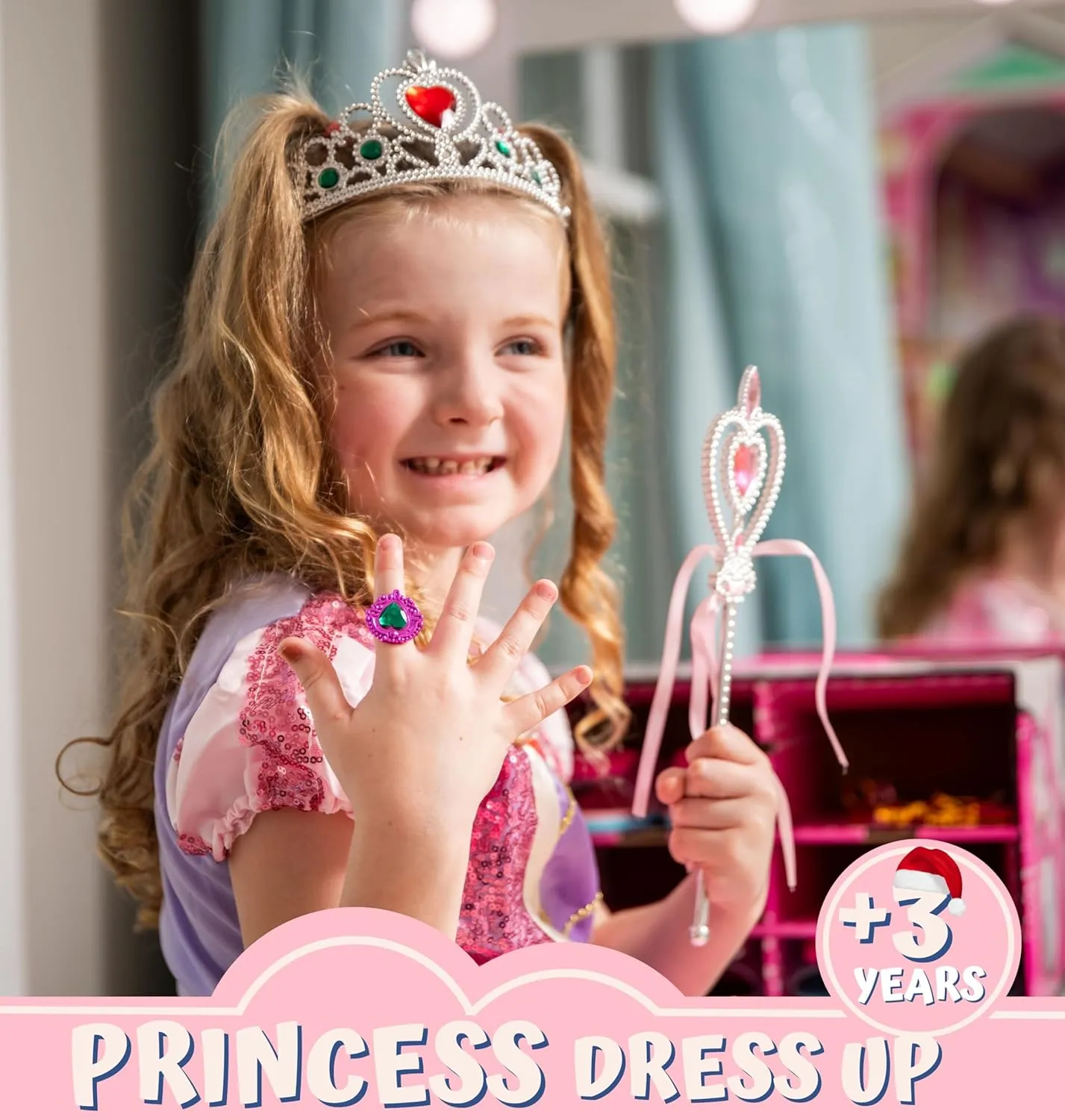 Toyvelt Princess Dress Up Shoes and Jewelry Boutique - Pretend Play for Little Girls Set Incl 4 Pairs Princess Shoes and Lots of Accessories - Toddler Girl Toys (Classic Edition)