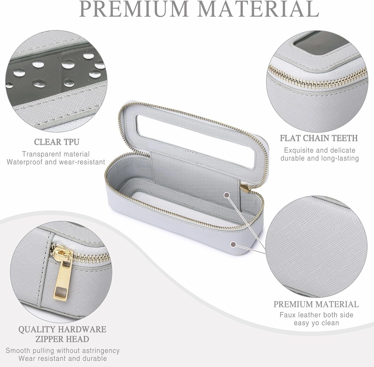 Travel Makeup Set Waterproof Transparent Cosmetic Bag and Toiletry Bag Makeup Brush case with Zipper Car Essentials for Women (Gray, L M SLIM)