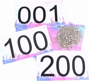 TRIWONDER Tyvek Race Bibs Running Numbers with Safety Pins, Large Numbers 1-500 for Marathon Runners Events Sports Games
