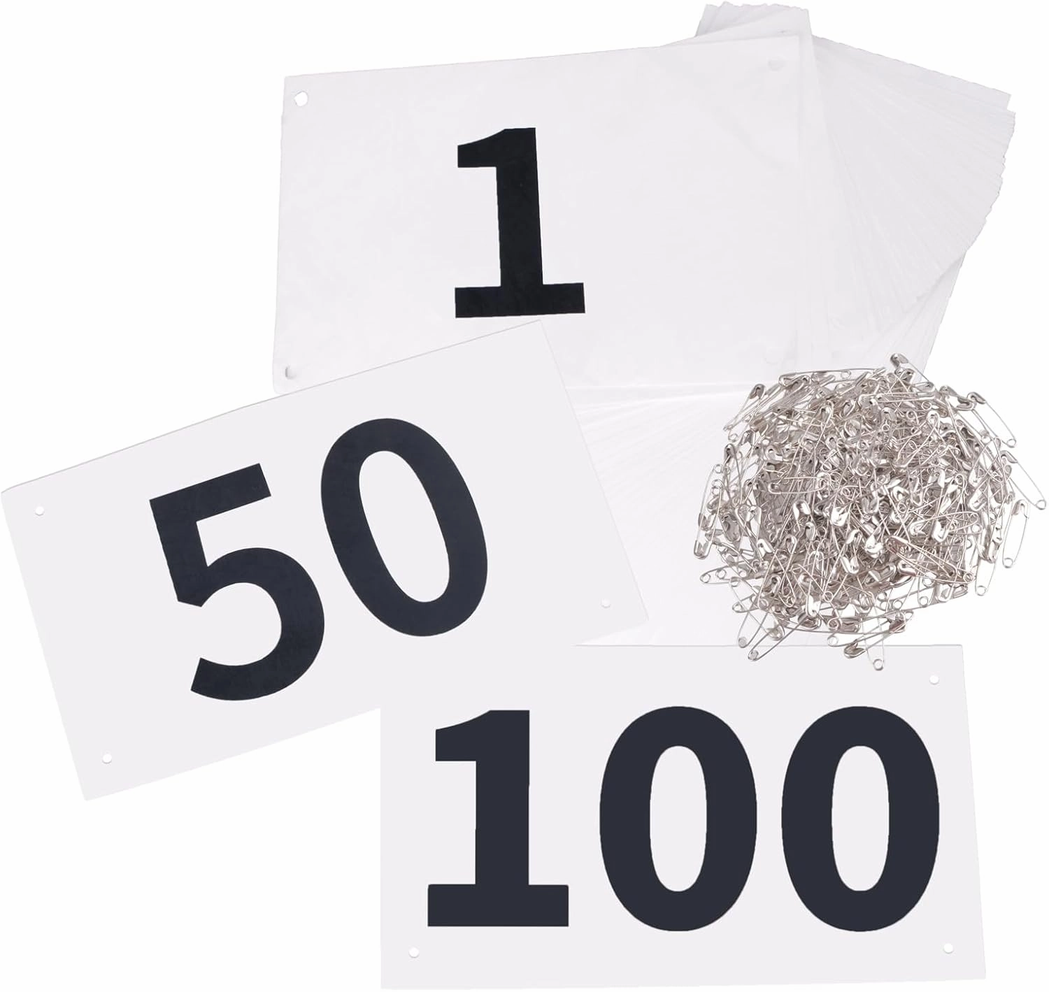 TRIWONDER Tyvek Race Bibs Running Numbers with Safety Pins, Large Numbers 1-500 for Marathon Runners Events Sports Games