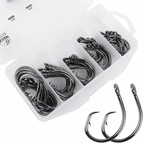 UCEC Circle Hooks Saltwater, in-Line 4X Strong Wide Gap Fishing Circle Hook for Saltwater Freshwater, 50PCS/ 25PCS High Carbon Steel Fishing Hooks for Tuna, Carp, Catfish, Bass, Amberjack and More