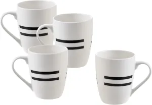 UNITED COLORS OF BENETTON. BE112 Set of 4 Mugs 11 cm 360 ml New Bone China Design Logo Printed Black House Benetton, Loza
