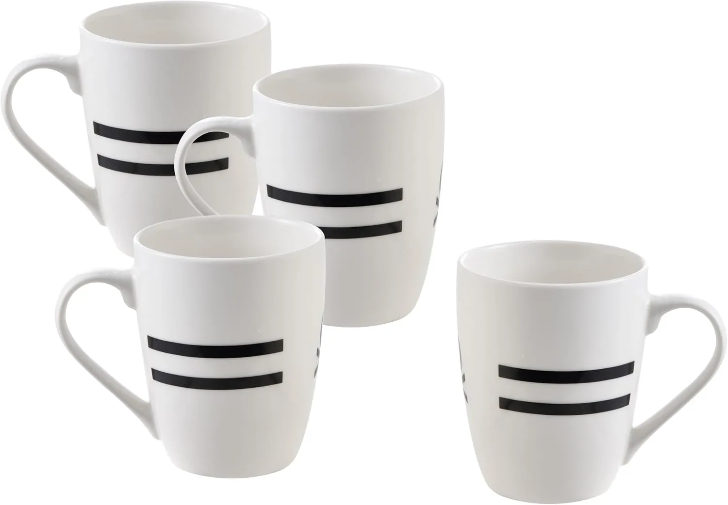 UNITED COLORS OF BENETTON. BE112 Set of 4 Mugs 11 cm 360 ml New Bone China Design Logo Printed Black House Benetton, Loza