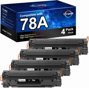 Uniwork Compatible Toner Cartridge Replacement for HP 78A CE278A use for Laserjet Pro P1606dn M1536dnf P1566 P1560 P1606 M1536 Printer Tray, 4 Black