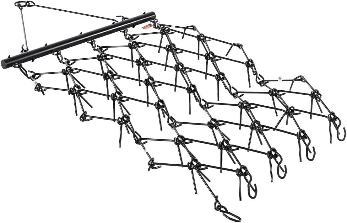 VEVOR Drag Harrow, 4 ft x 5.6 ft Durable Chain Harrow with 80 Sharp Teeth, Suitable for ATV UTV Tractor, Ideal for Soil Preparation, Seeding, Smoothing Landscapes, and Yard Gravel Driveway Maintenance