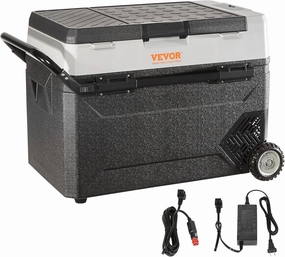 VEVOR Car Refrigerator, 12 Volt Car Refrigerator Fridge, 56 QT/53 L Dual Zone Portable Freezer, -4℉-50℉ Adjustable Range, 12/24V DC and 100-240V AC Compressor Cooler for Outdoor, Camping, Travel, RV