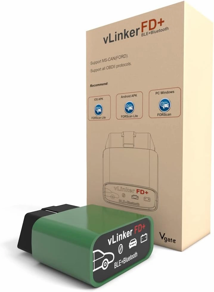 vgate vLinker FD Plus OBD2 Adapter Bluetooth BLE Scanner for FORScan, Work with iPhone, Android, and Windows