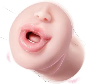 Vibrating Licking Male Masturbation for Men Orgasm,Masturbation Toy Stroker for Oral Sex，Deep Throat Blow Job Stroker with Tongue and Teeth,Lifelike Realistic Male Masturbator Men Sex Toy