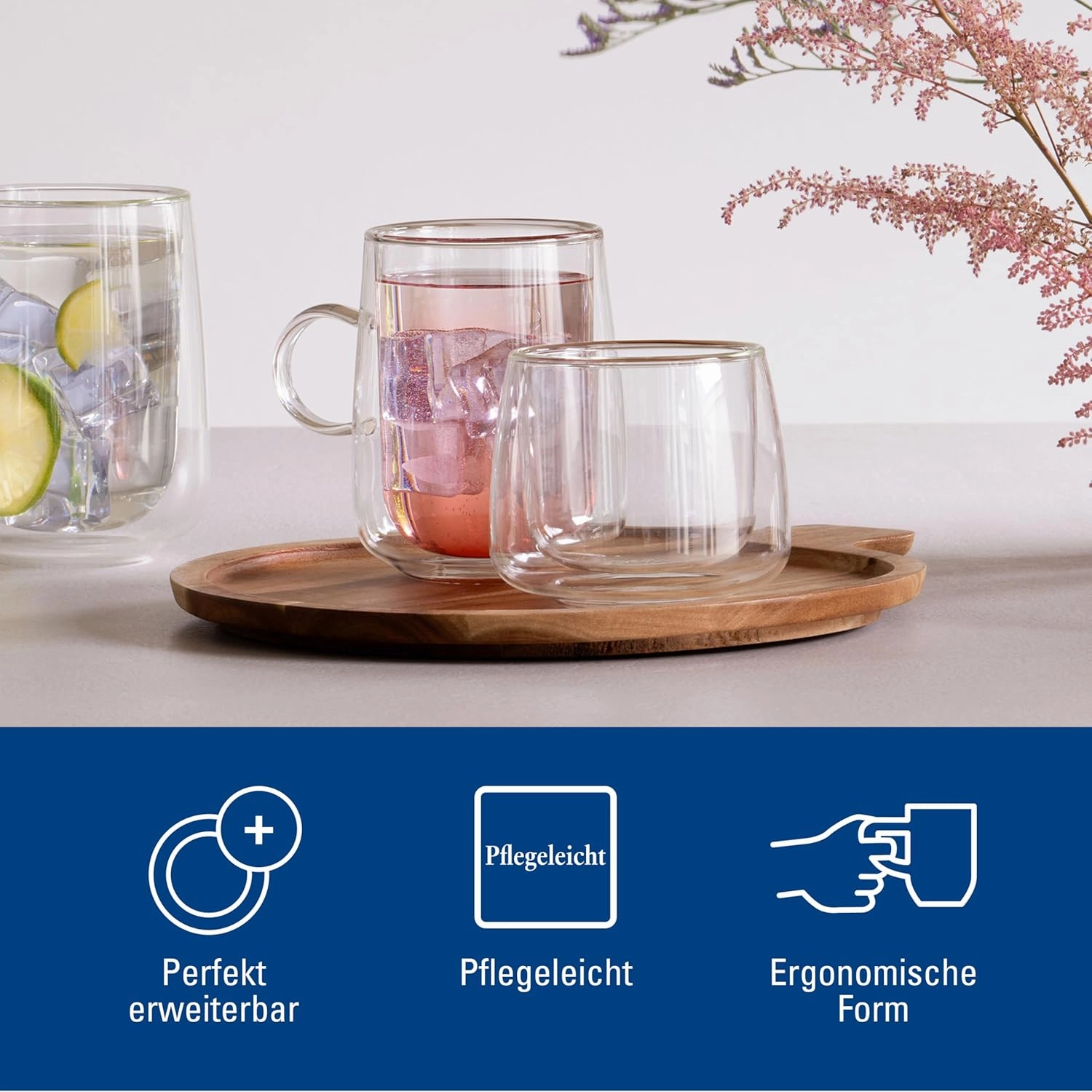 Villeroy & Boch – Artesano Hot & Cold Beverages Latte Macchiato Glass, Set of 2 Glasses, Double-Walled Glasses for Cold and Hot Beverages, 11.75 oz, Borosilicate Glass, Dishwasher-Safe, Microwave-Safe