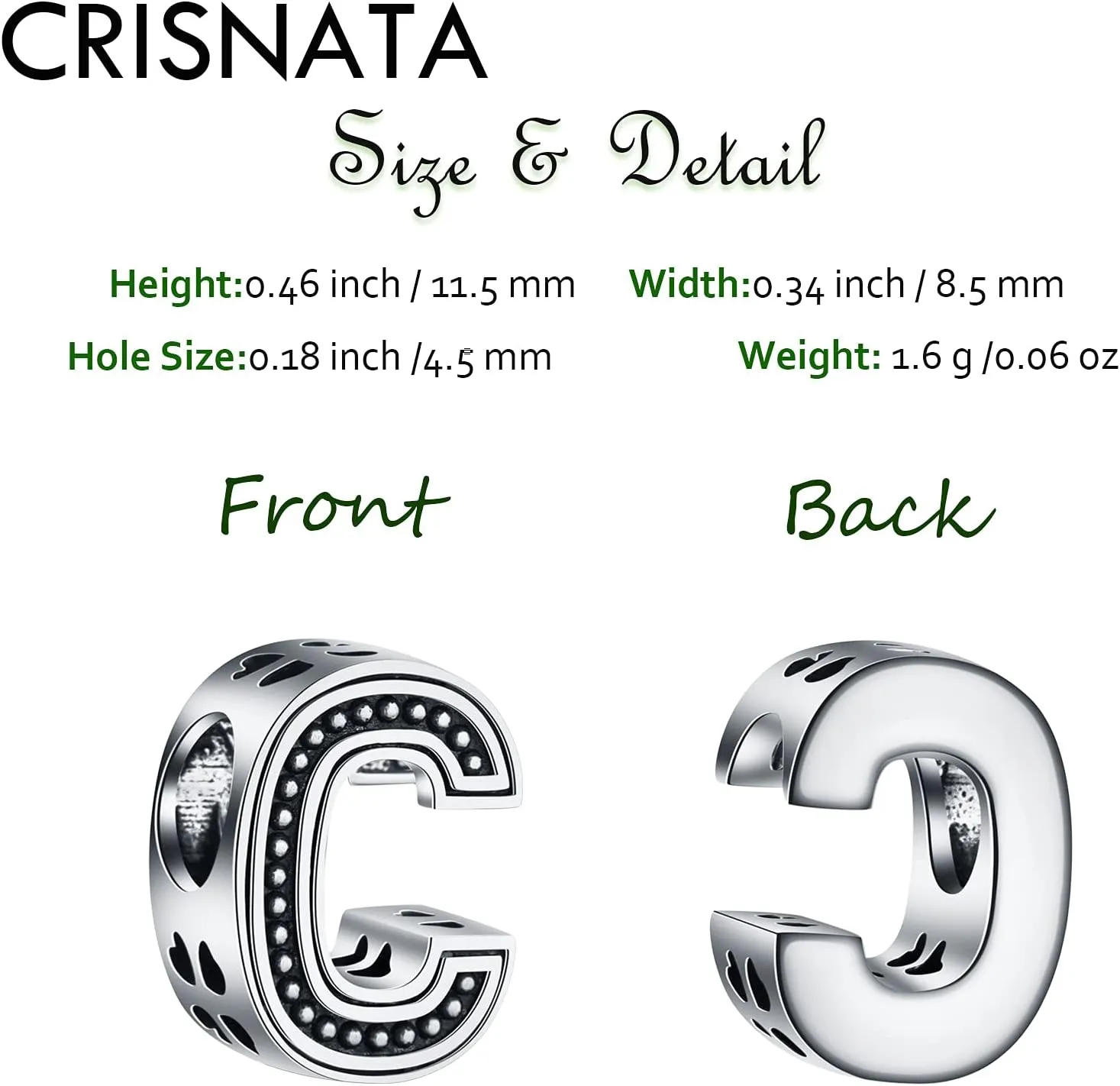 Vintage Initial A-Z Letter Charms, 925 Sterling Silver 26 Alphabet Beads Openwork 4 Leaf Clover, fits European Bracelet Necklace, Idea Gift for Family/Lover/Friends