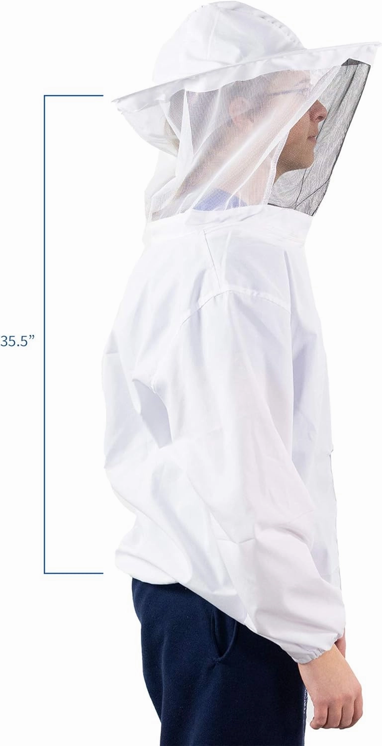 VIVO Professional White Medium Beekeeping Suit, Jacket, Pull Over, Smock with Veil BEE-V105M