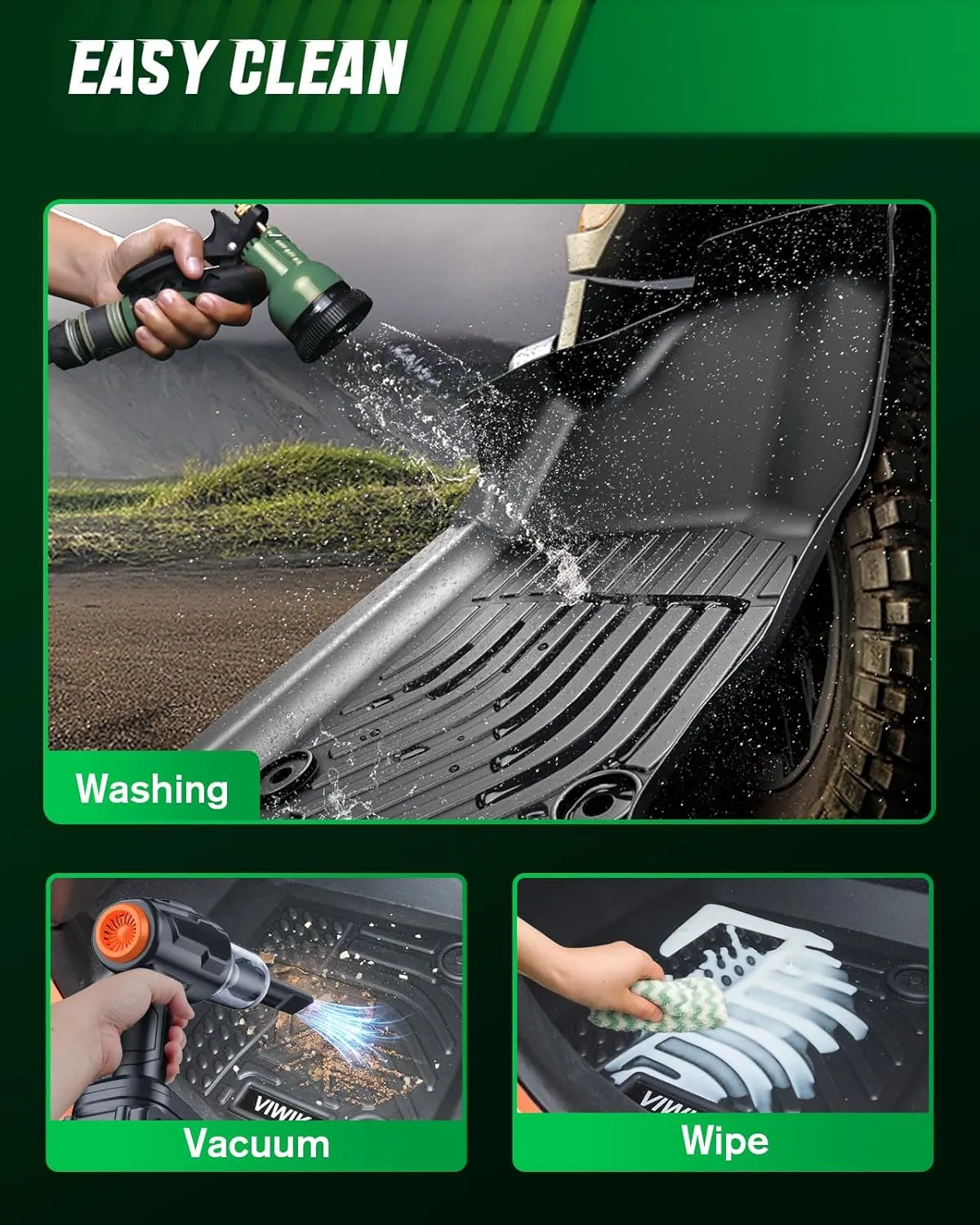 VIWIK Floor Mats Compatible for 2017-2020 Fusion/2017-2020 MKZ, Car Mats All Weather Protection Custom Full Set Floor Liners Include 1st and 2nd Row Front & Rear, Automotive Floor Mats TPE Blac