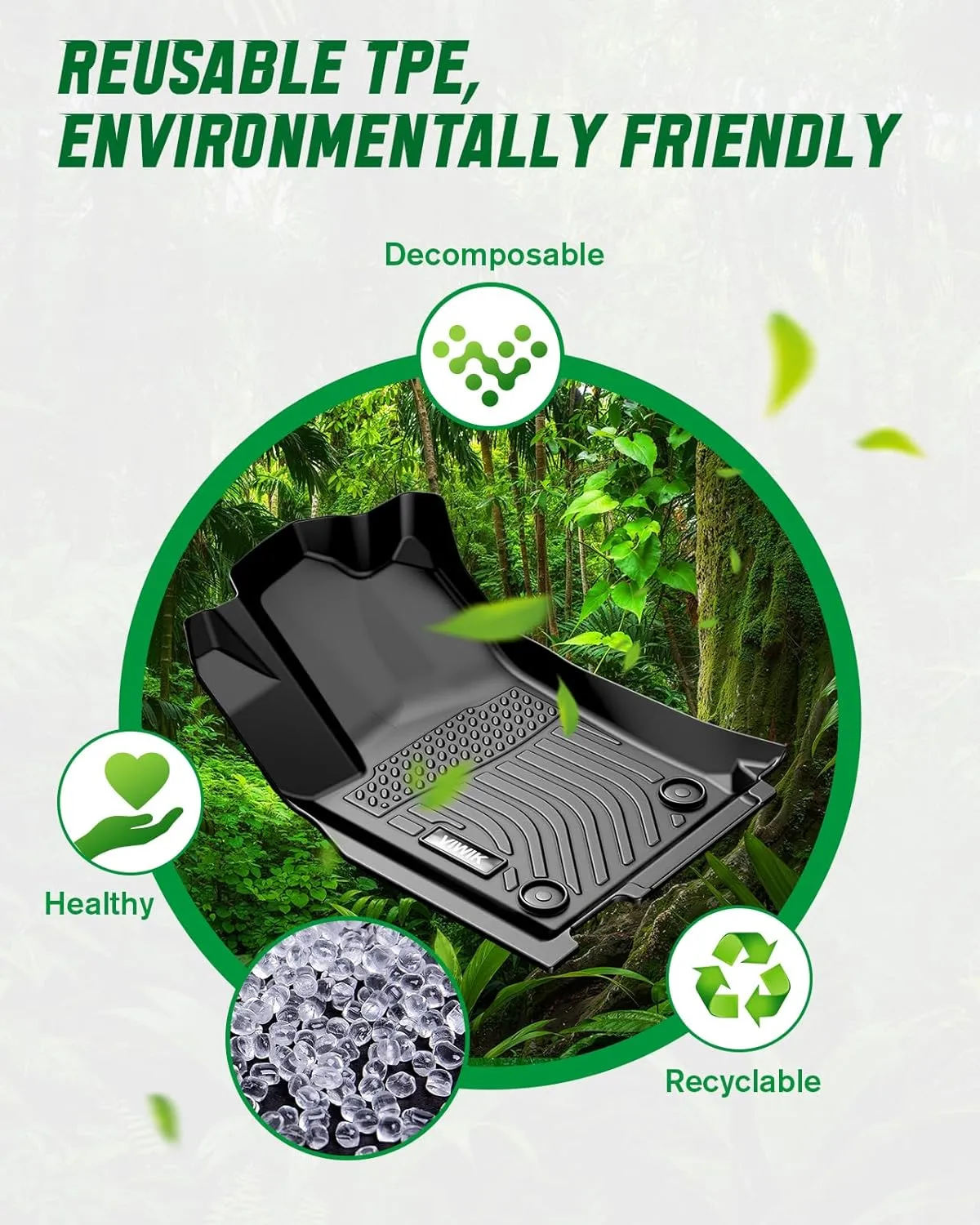 VIWIK Floor Mats Compatible for 2017-2020 Fusion/2017-2020 MKZ, Car Mats All Weather Protection Custom Full Set Floor Liners Include 1st and 2nd Row Front & Rear, Automotive Floor Mats TPE Blac
