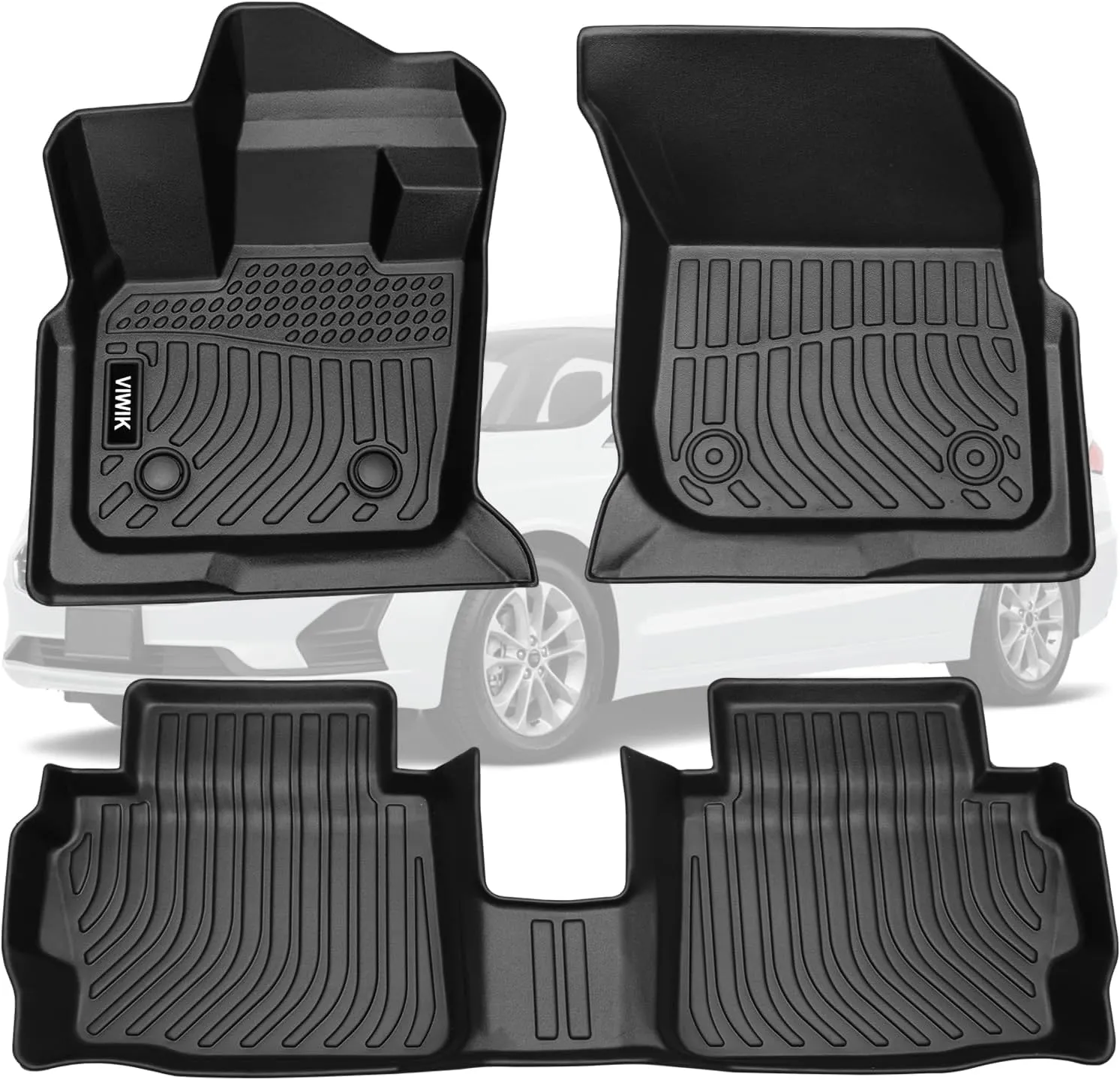 VIWIK Floor Mats Compatible for 2017-2020 Fusion/2017-2020 MKZ, Car Mats All Weather Protection Custom Full Set Floor Liners Include 1st and 2nd Row Front & Rear, Automotive Floor Mats TPE Blac