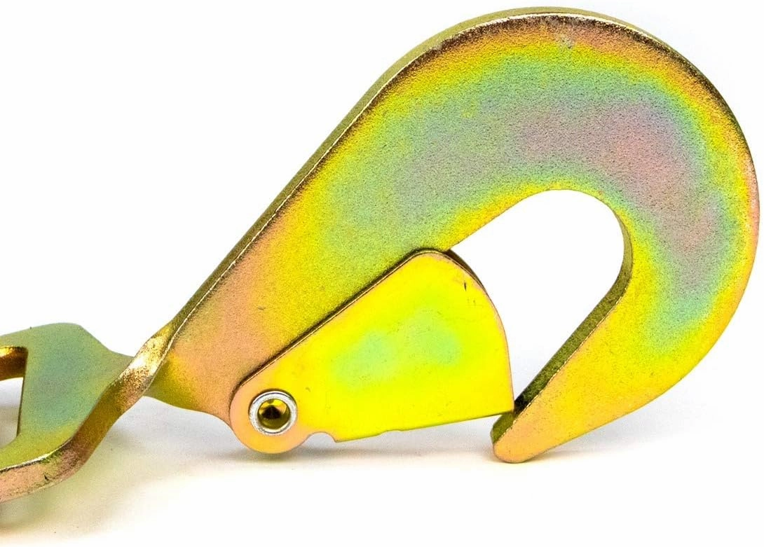VULCAN Axle Tie Down Combo Strap with Snap Hook Ratchet - 2 Inch x 114 Inch - 4 Pack - Classic Yellow - 3,300 Pound Safe Working Load