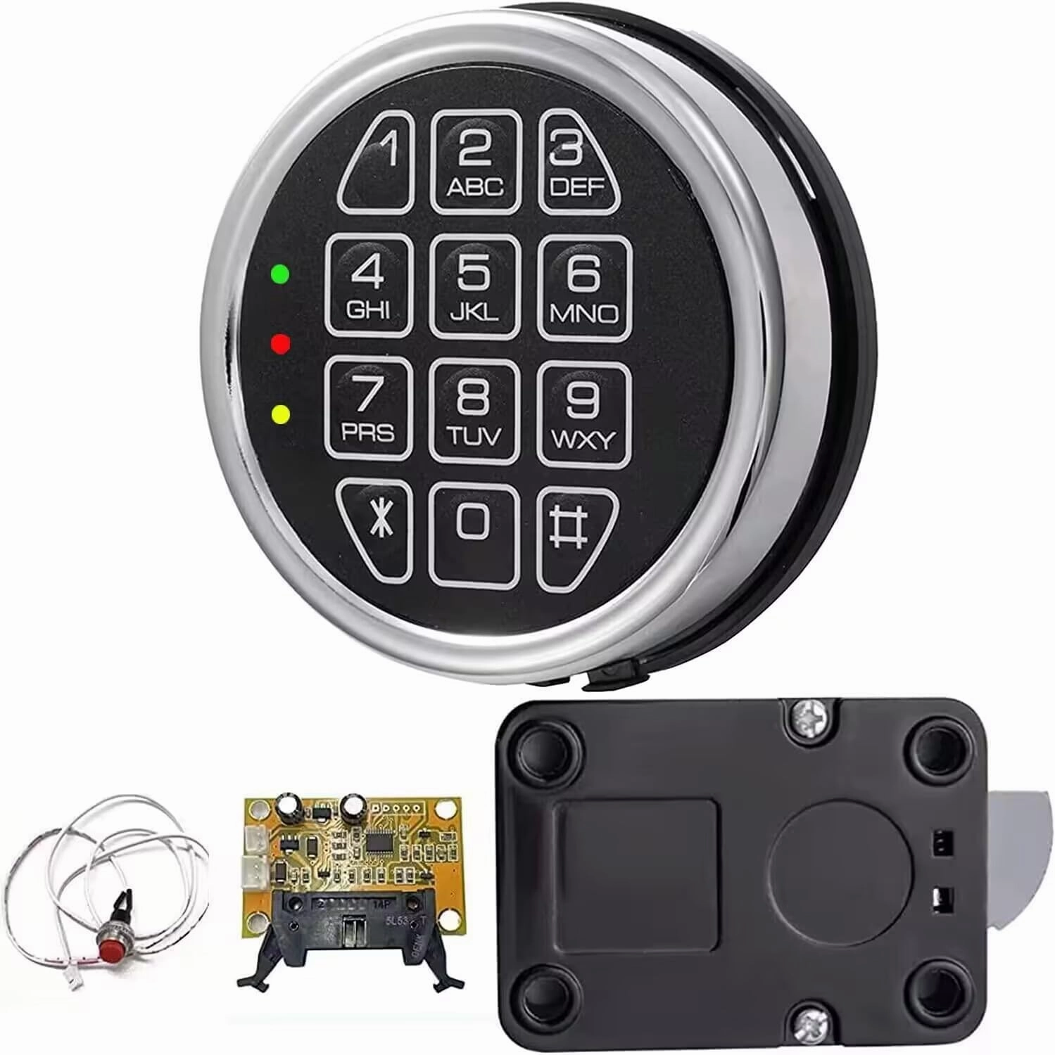 WAH LIN PARTS Stack on Safe Lock Replacement with Swing Bolt, High Security Fireproof Chrome Digital Keypad Electronic Safe Lock for Pistol safes, Safe Box