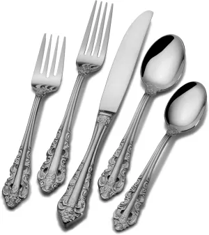 Wallace Home Antique Baroque 20 Piece Flatware Set, Stainless Steel