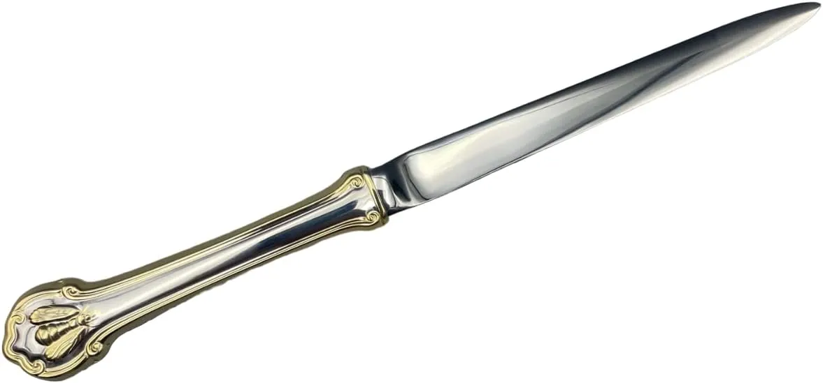 Wallace Napoleon Bee Gold Accent Letter Opener, 9-Inch, Silver