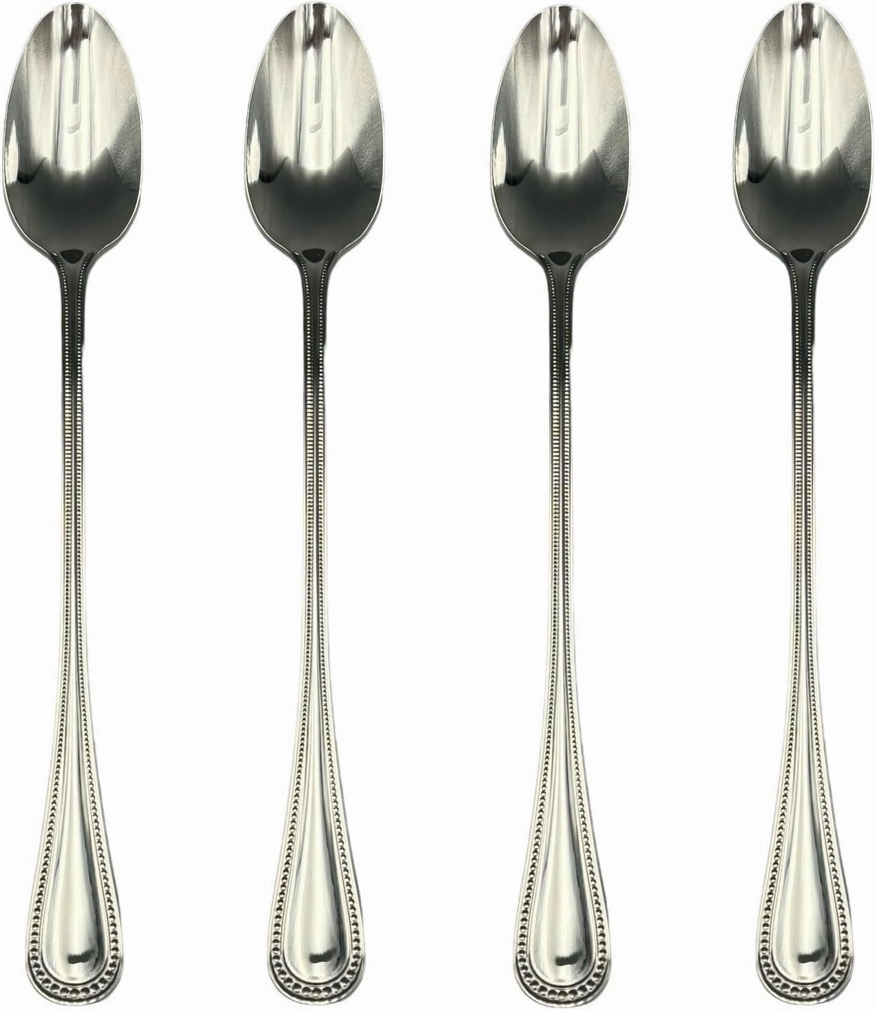 Wallace Continental Bead 18/10 Stainless Steel Iced Beverage Spoon (Set of Four)