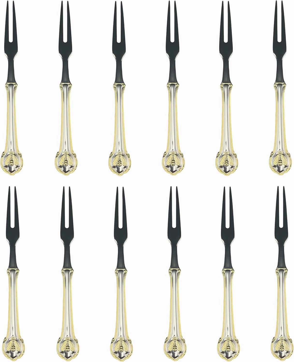 Wallace Napoleon Bee Gold Accent Food Pick, Set of 12, 18/10 Stainless Steel