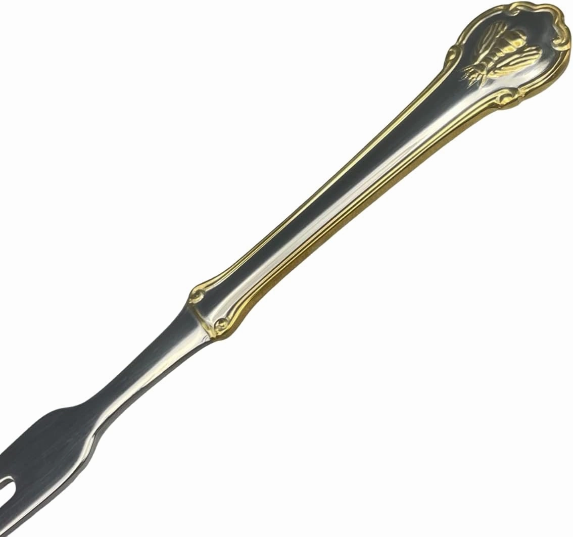 Wallace Napoleon Bee Gold Accent Food Pick, Set of 12, 18/10 Stainless Steel