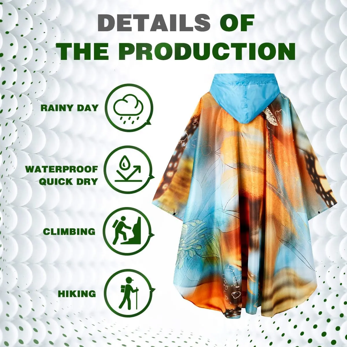Waterproof Hooded Lightweight Rain Poncho for Adults Women Men with Pockets Unisex Fashion Zipper Jacket Coat