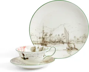 Wedgwood Darwin Voyage of the Beagle Tahiti Teacup, Saucer & Plate, 3 Pieces