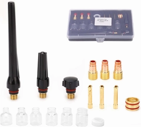 Welding Torch Kit Glass Nozzle Gun Tail Tungsten Clamp Silicone Ring Welder Accessories for Argon Welding WP-17/18/26